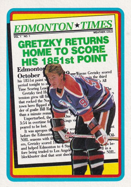 insert karta WAYNE GRETZKY 90-91 Topps Edmonton Times číslo 2